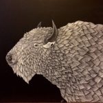 Cassandra Kassel, Buffalo, 2017, Scratchboard, 15x11 inches, $189