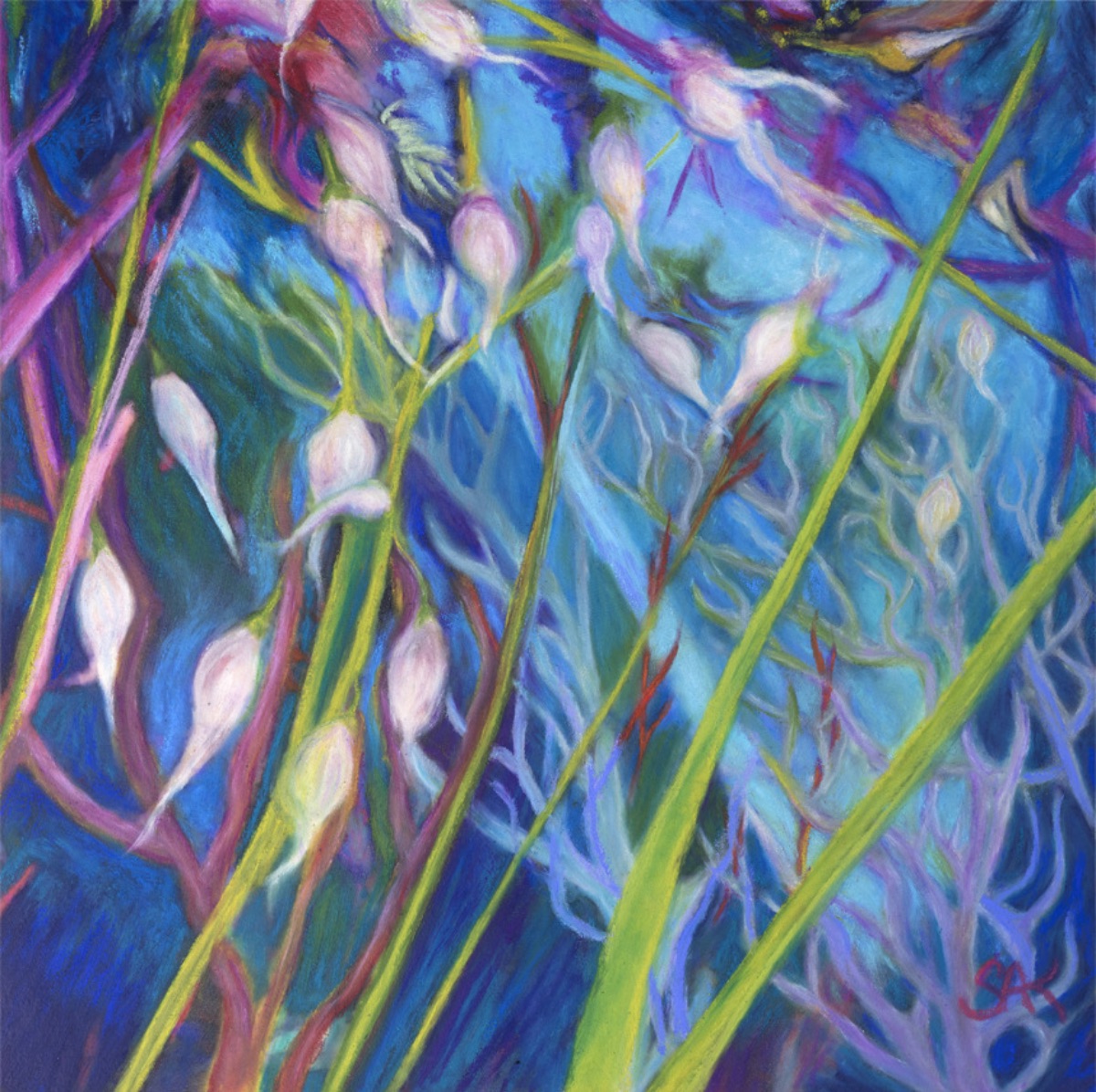 Sagebrush Sanctuary, 2018, Oil Pastel and Acrylic on Cradled Panel, 16" x 16", $300