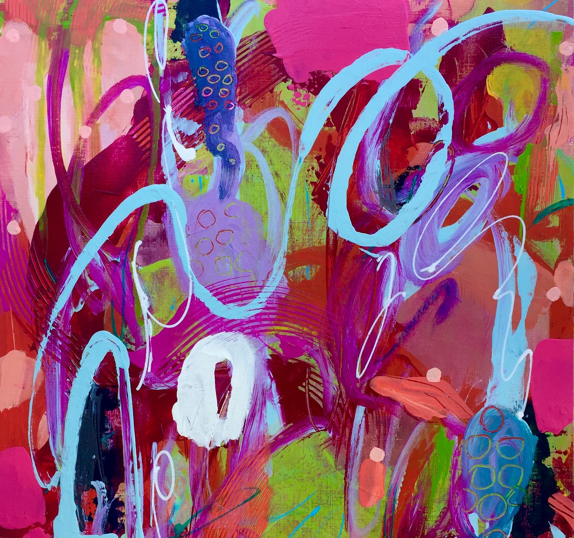 Today We Did the Wildflower, acrylic on paper, matted and framed, 12X16 inches, $175