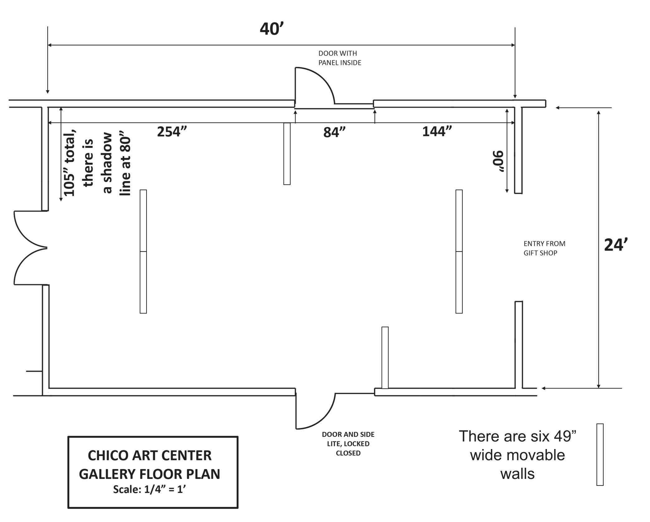CAC Gallery floor plan qtr in scale