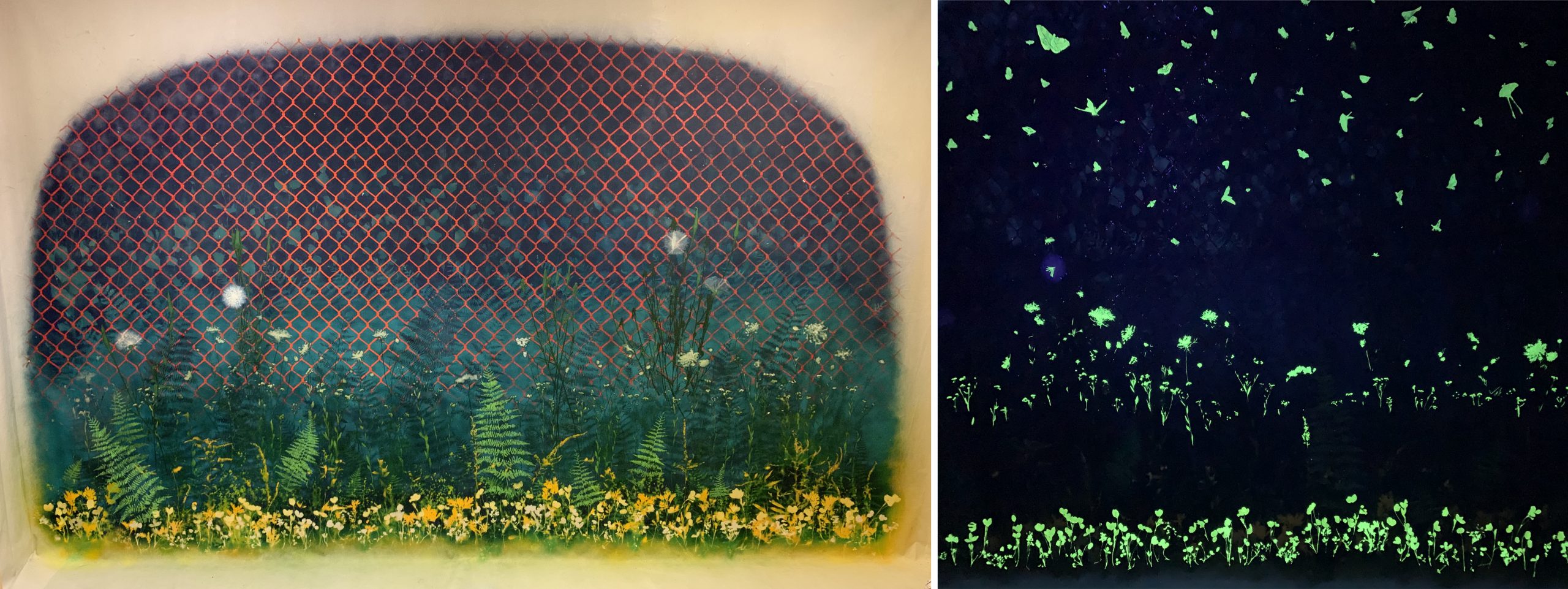 Julie Nagle (New Jersey), Afterimage, 2020, acrylic on un-stretched canvas (pins directly to wall), 8 x 12 feet, $20,000