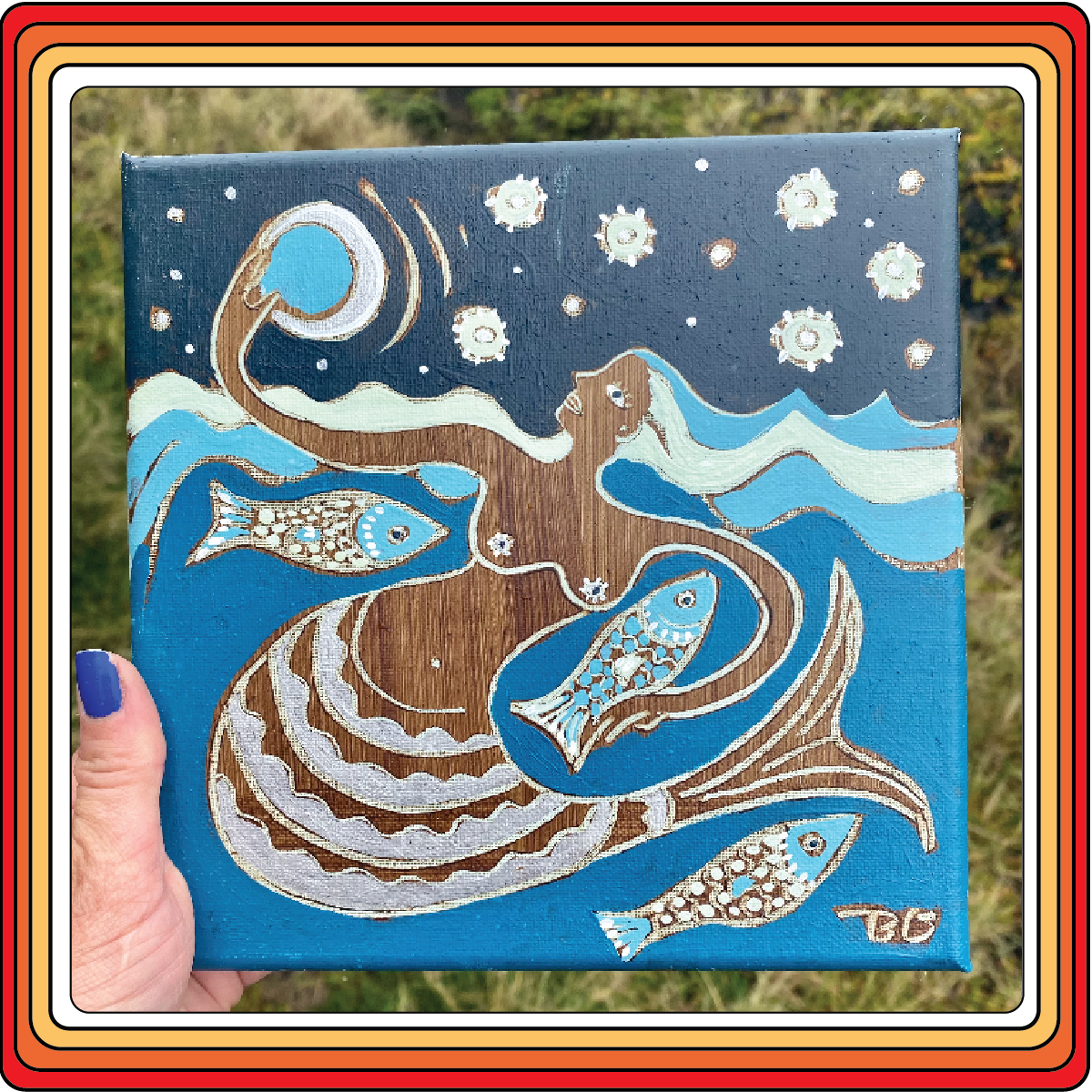 Britta Goldmann Small paintings, cards and painted pots with plants 